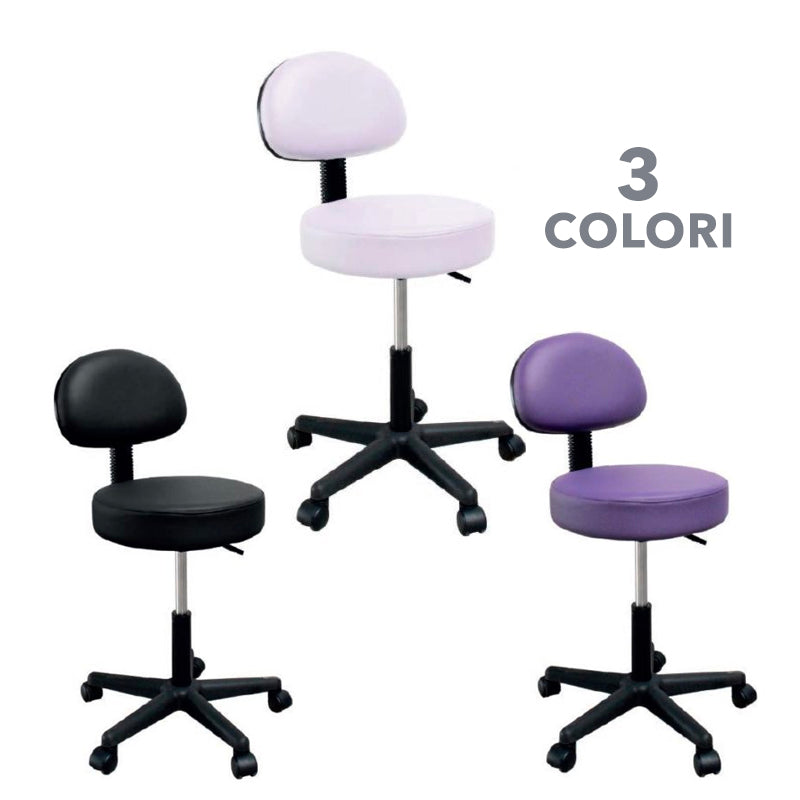 Sgabello sedia manicure per estetista con ruote altezza regolabile bianco  nero viola centro estetico