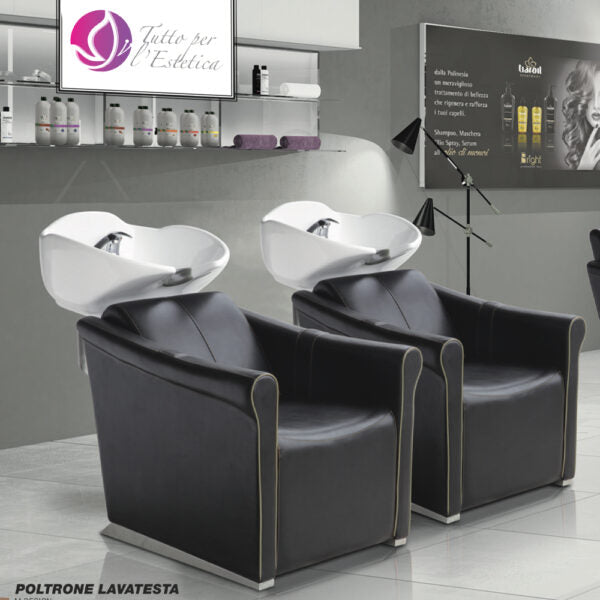 POLTRONA LAVATESTA CAPELLI PER PARRUCCHIERE BARBIERE CON LAVELLO IN PORCELLANA
