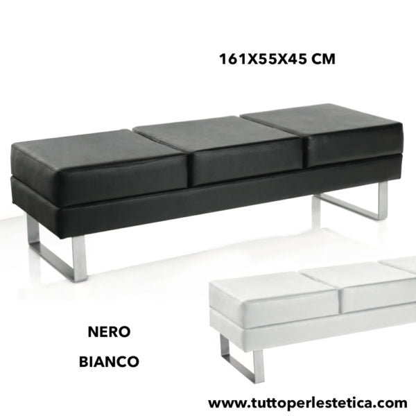 POLTRONA ATTESA CLIENTI DIVANO NERO PER BARBIERI PARRUCCHIERI SPA CENTRO ESTETICO DIVANETTO POSTI