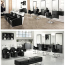 LAVATESTA PER PARRUCCHIERE POLTRONA IN PELLE LAVABO VASCA BASCULANTE IN CERAMICA PER SALONE CAPELLI ALPHA