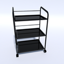 CARRELLO IN VETRO PER ESTETISTA NERO CENTRO ESTETICO CON RUOTE MASSAGGI ESTETICA TRE RIPIANI KE160390