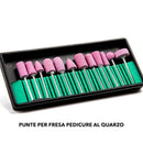 KIT PUNTE PER FRESA PEDICURE AL QUARZO ROSA UNIVERSALI PER MANICURE E PEDICURE 12 PEZZI