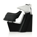 LAVATESTA PER PARRUCCHIERE NERO POLTRONA IN PELLE LAVABO VASCA BASCULANTE IN CERAMICA PER SALONE CAPELLI INDI