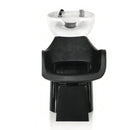 LAVATESTA PER PARRUCCHIERE NERO POLTRONA IN PELLE LAVABO VASCA BASCULANTE IN CERAMICA PER SALONE CAPELLI INDI