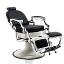 POLTRONA DA BARBIERE PARRUCCHIERE VINTAGE CROMATA BASE ROTONDA PISTONE A GAS PEDALE MUSTANG