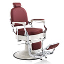 POLTRONA DA BARBIERE PARRUCCHIERE VINTAGE CROMATA BASE ROTONDA PISTONE A GAS PEDALE MUSTANG