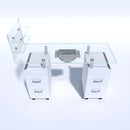 TAVOLO MANICURE CON ASPIRATORE IN VETRO CRISTALLO RUOTE MENSOLE PER CENTRO ESTETICO ESTETISTA PARIGI