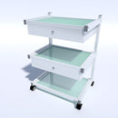 CARRELLO IN VETRO PER ESTETISTA CON RUOTE CENTRO ESTETICO ESTETICA MASSAGGI TRE RIPIANI KE160380