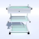 CARRELLO IN VETRO PER ESTETISTA CON RUOTE CENTRO ESTETICO ESTETICA MASSAGGI TRE RIPIANI KE160380