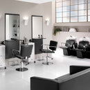 SEDIA POLTRONA DA BARBIERE PARRUCCHIERE PEDALE PISTONE A GAS HAIR ALPHA nera