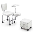 SEDIA PEDICURE SGABELLO POLTRONA MANICURE CON POGGIAPIEDI E CASSETTIERA PER ESTETISTA KE135060