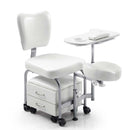 SEDIA PEDICURE SGABELLO POLTRONA MANICURE CON POGGIAPIEDI E CASSETTIERA PER ESTETISTA KE135060