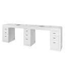 Tavolo manicure doppia postazione con aspiratore per estetista centro estetico legno laccato bianco 3 cassettiere linea Regin mod. Keopalia Ke131050