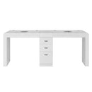 Tavolo manicure doppia postazione con aspiratore per estetista centro estetico legno laccato bianco 3 cassetti linea Regin mod. Keopalia Ke131060
