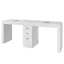 Tavolo manicure doppia postazione con aspiratore per estetista centro estetico legno laccato bianco 3 cassetti linea Regin mod. Keopalia Ke131060