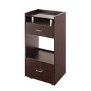 CARRELLO IN LEGNO WENGÈ PER SPA CENTRO ESTETICO PARRUCCHIERE BARBIERE SALONE CON RIPIANO IN VETRO E RUOTE