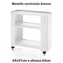 CARRELLO PER ESTETISTA IN METALLO 2 RIPIANI VERNICIATO BIANCO PER CENTRO ESTETICO