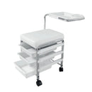 CARRELLO MANICURE SGABELLO PEDICURE CASSETTI SEDUTA ESTETISTA ESTETICA UNGHIE