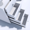 Tavolo manicure con aspiratore per estetista in legno bianco con cassetti e ruote