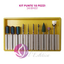 KIT PUNTE FRESA MANICURE CARBURO DRY CUTICOLE IN DIAMANTE 10 PZ ESTETISTA ONICOTECNICA PUNTE PER FRESA ESTETISTA