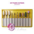 KIT PUNTE FRESA IN CERAMICA MANICURE DRY CUTICOLE IN DIAMANTE 10 PZ ESTETISTA ONICOTECNICA PUNTE PER FRESA ESTETISTA