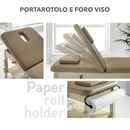 LETTINO IN LEGNO REGOLABILE IN ALTEZZA PER ESTETISTA MASSAGGIO FORNITURE PER CENTRO ESTETICO FORO VISO PORTA ROTOLO