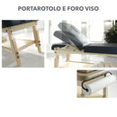 LETTINO IN LEGNO REGOLABILE IN ALTEZZA PER ESTETISTA MASSAGGIO FORNITURE PER CENTRO ESTETICO FORO VISO PORTA ROTOLO