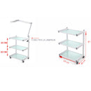 CARRELLO IN VETRO PER ESTETISTA CON RUOTE CENTRO ESTETICO ESTETICA MASSAGGI TRE RIPIANI KE160380