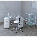 TAVOLO MANICURE CON ASPIRATORE IN VETRO CRISTALLO RUOTE MENSOLE PER CENTRO ESTETICO ESTETISTA PARIGI