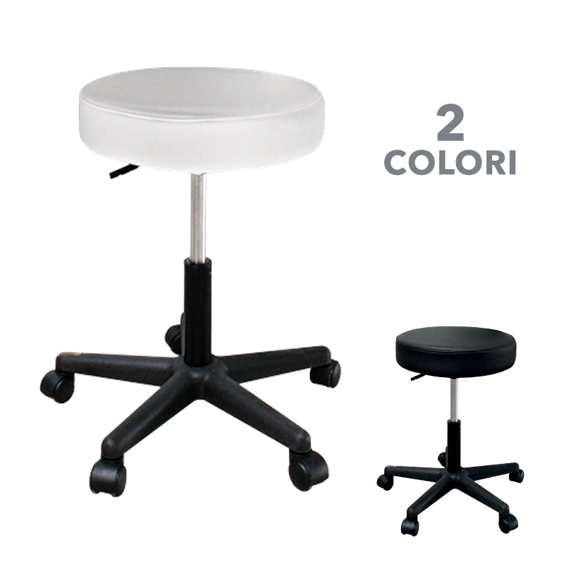 Sgabello sedia manicure per estetista con ruote altezza regolabile bianco o nero centro estetico