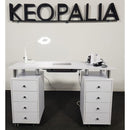 TAVOLO MANICURE CON ASPIRATORE A CASSETTO PROFESSIONALE , CON CASSETTIERE PER CENTRO ESTETICO ESTETISTA 8 CASSETTI RUOTE KEOPALIA PRO71