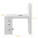 Tavolo manicure con aspiratore filtro per estetista in legno laccato bianco espositore destra e cassettiera linea Regin