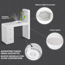 Tavolo manicure con aspiratore filtro per estetista in legno laccato bianco espositore destra e cassettiera linea Regin