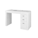 Tavolo manicure con aspiratore filtro tondo per estetista in legno laccato bianco cassettiera Regin Keopalia Ke131030