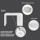 Tavolo manicure con aspiratore filtro tondo per estetista in legno laccato bianco cassettiera Regin Keopalia Ke131030