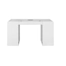 Tavolo manicure con aspiratore filtro tondo per estetista in legno laccato bianco cassettiera Regin Keopalia Ke131040